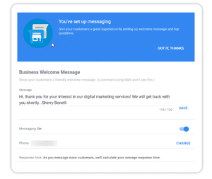 Messaging google local listings